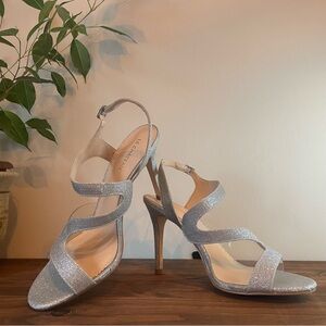 Le Chateau Sparkling Silver Strappy Heels